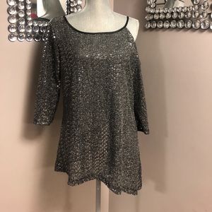 Last Tango Sequin One Cold Shoulder Top